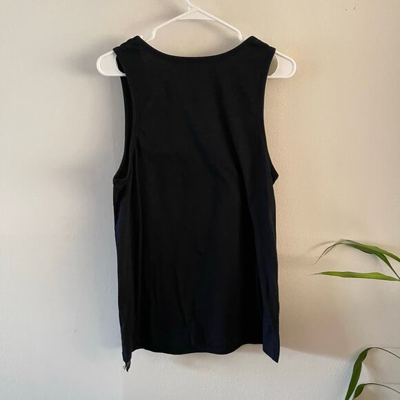 Johnny Cash Graphic Muscle Tank Top Women Medium Black USA Flag Country Rock Tee - Picture 2 of 6